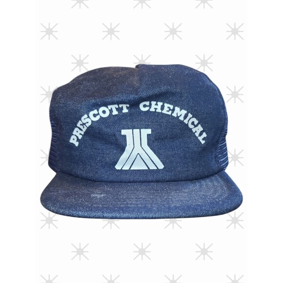 Vintage 90s Prescott Chemical Blue Hat Cap Snap Back 80s 90s - Picture 1 of 5